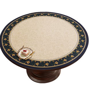 美式圆桌桌布氛围感皮革大圆形桌垫茶几防水防油免洗餐桌台布家用