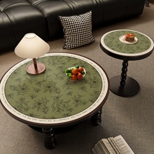 美式小茶几圆桌桌布轻奢高级感免洗防尘防水防油圆形餐桌垫氛围感