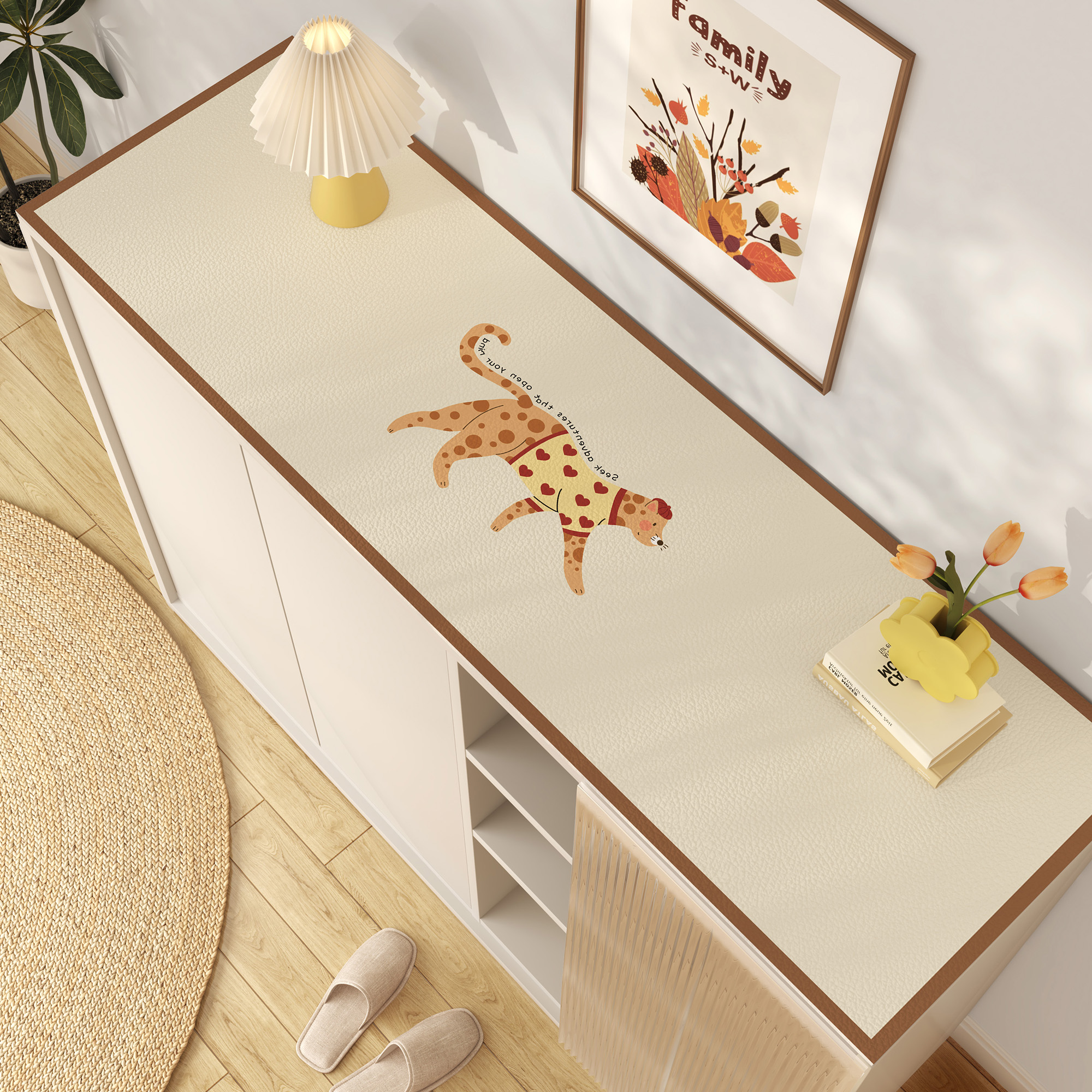 玄关鞋柜垫子台面防脏保护垫餐边柜桌垫高级感防水防油电视柜桌布