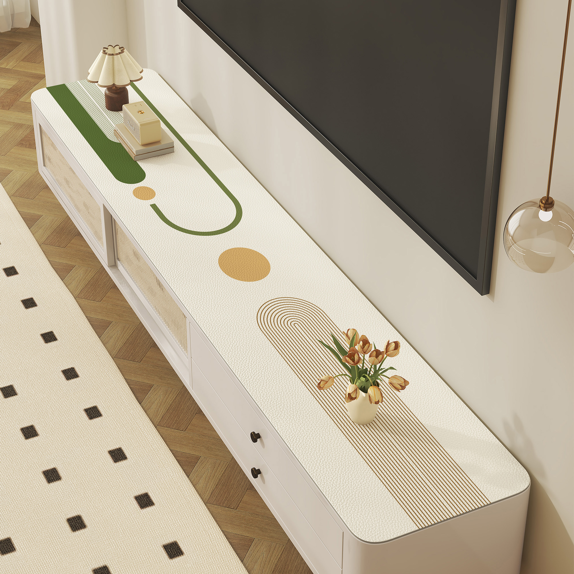 电视柜台面保护垫轻奢高级感长条桌布餐边柜桌垫鞋柜垫子酒柜盖布