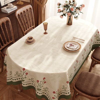 美式椭圆形餐桌桌布防水防油防烫免洗轻奢高级感茶几台布2025新款