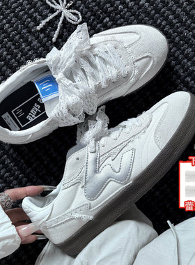 顽刻官方白银蕾丝翻毛皮生胶底W系列男女国潮德训滑板鞋
