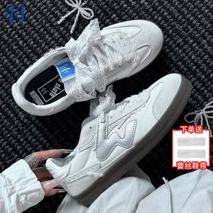 顽刻官方白银蕾丝翻毛皮生胶底W系列男女国潮德训滑板鞋