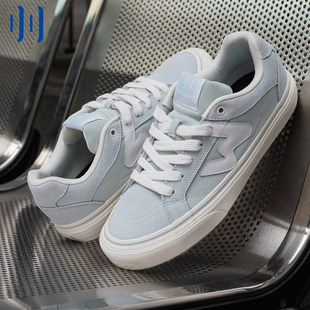 顽刻官方冰蓝春季 校园风W系列翻毛皮帆布拼接男女国潮滑板鞋