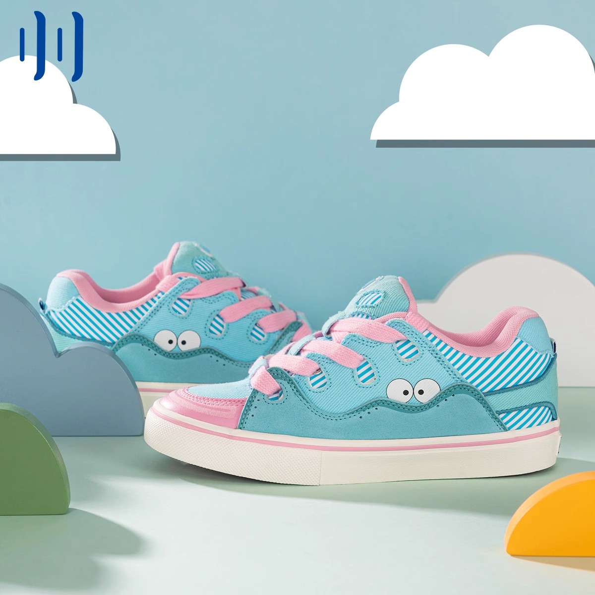 顽刻官方面包鞋蓝粉配色翻毛皮拼接BAKE男女国潮滑板鞋