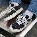 顽刻官方经典 黑白翻毛皮帆布W系列拼接复古男女国潮德训滑板鞋