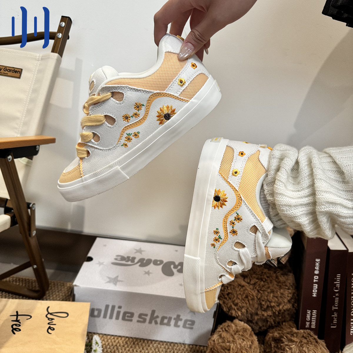 顽刻官方面包鞋太阳花配色春季BAKE休闲低帮男女国潮滑板鞋