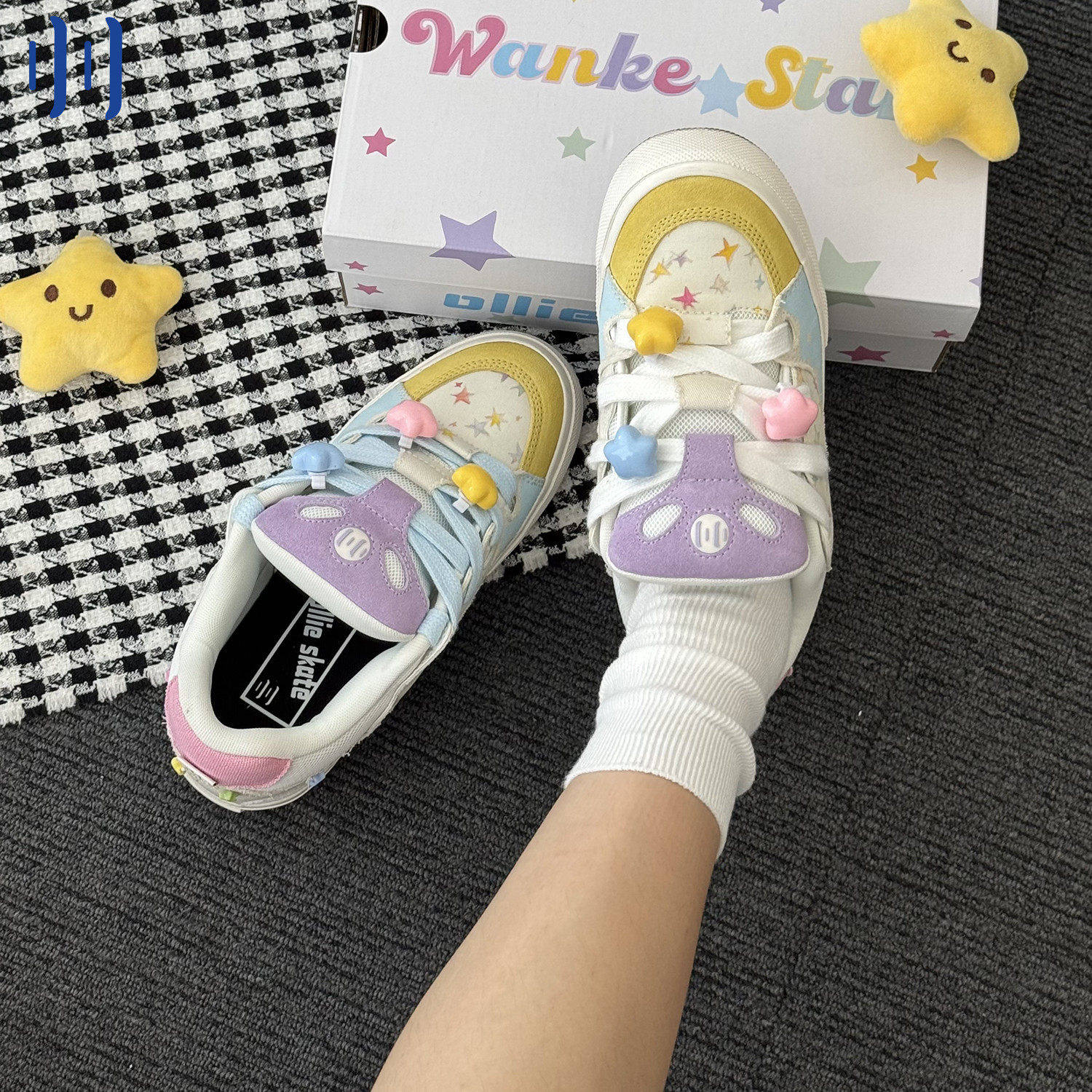 顽刻官方面包鞋小星星幸运星配色BAKE低帮男女国潮滑板鞋