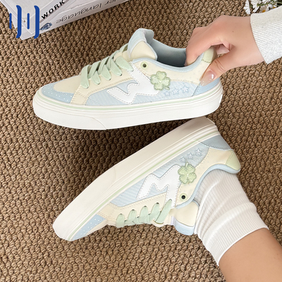 顽刻官方四叶草配色春季校园风W系列复古休闲低帮男女国潮滑板鞋