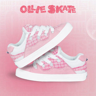 顽刻官方面包鞋 粉色小香风翻毛皮帆布拼接秋冬BAKE男女国潮滑板鞋