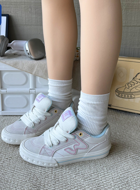 顽刻官方Bagel贝果系列白粉拼色学生BAKE低帮男女W软底面包鞋板鞋