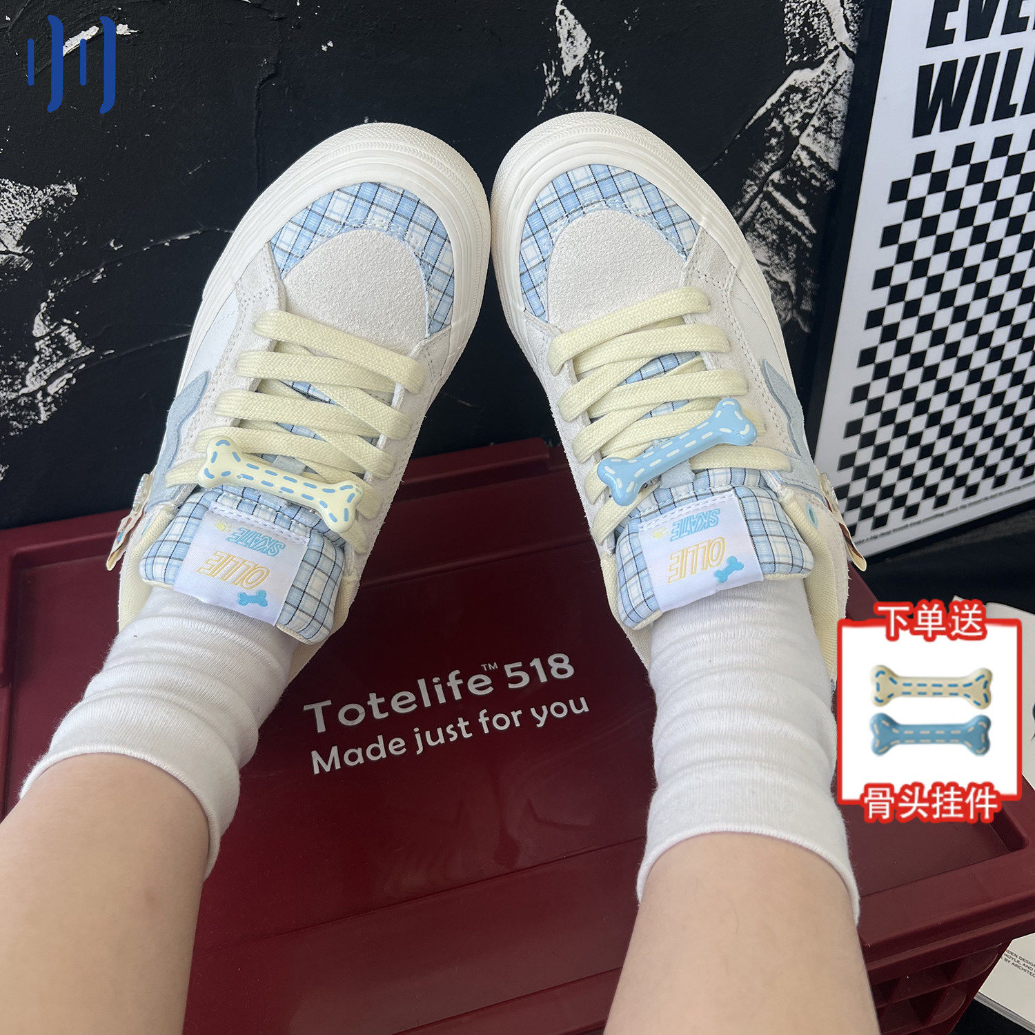 顽刻ollieskate旺旺日记配色秋季校园风W系列低帮男女国潮