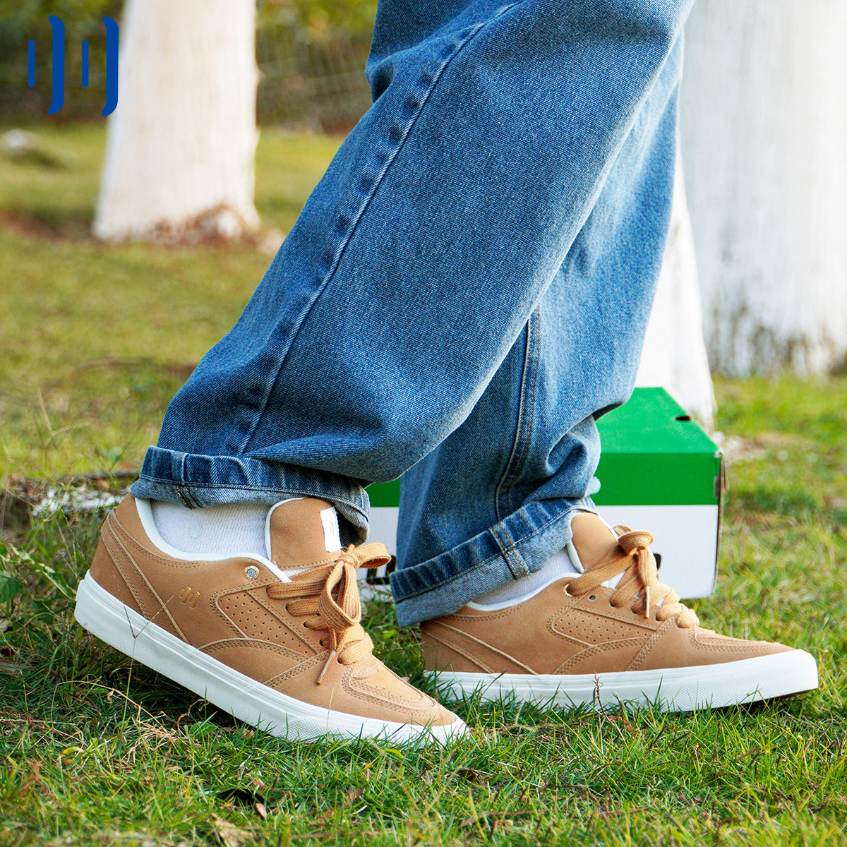 顽刻官方 Bright面包鞋卡其色翻毛皮低帮男女国潮滑板鞋