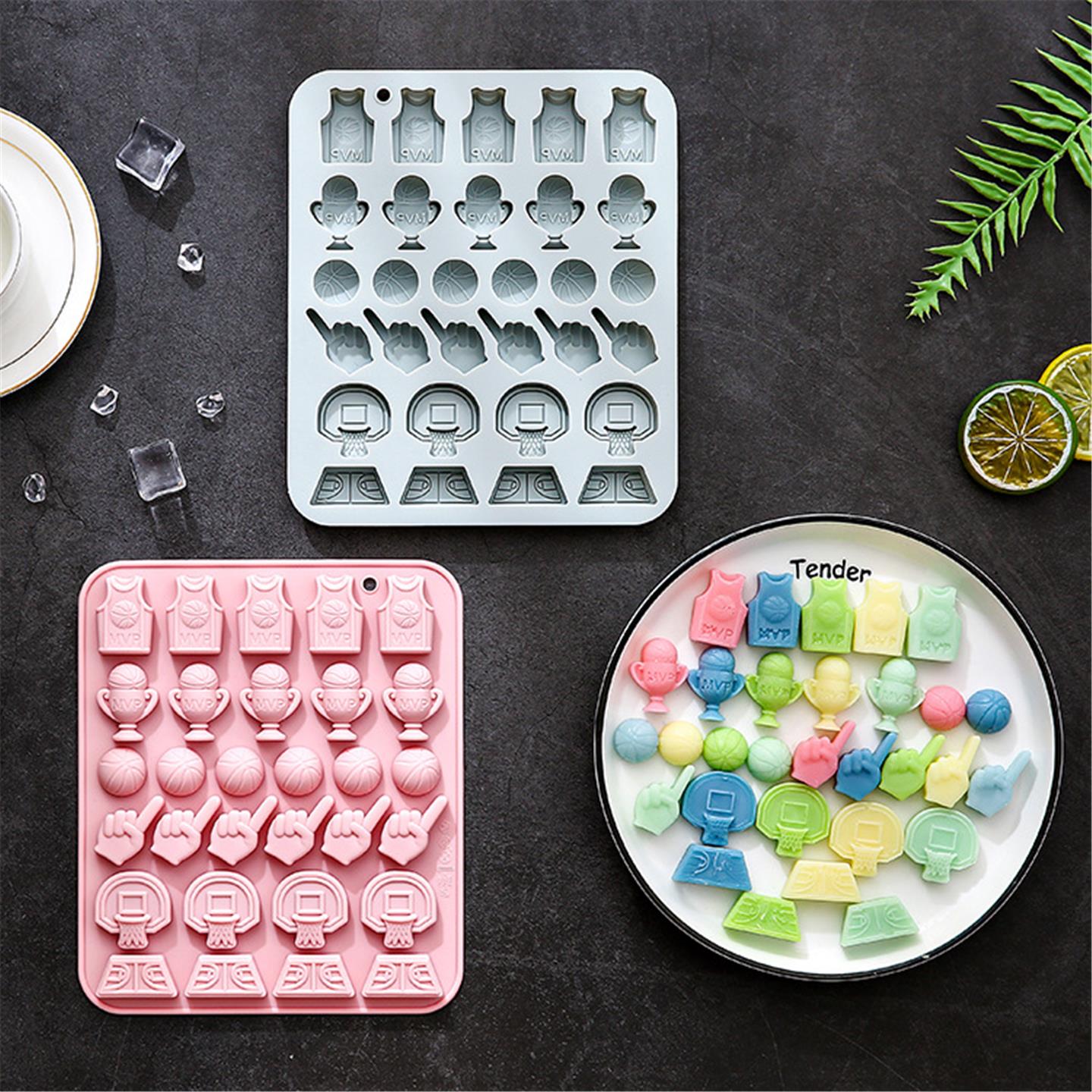 新品 30连篮球主题造型硅胶模具烘焙蛋糕模滴胶软糖果巧克力模具