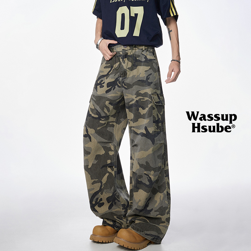 WASSUPHSUBE复古迷彩工装裤男款