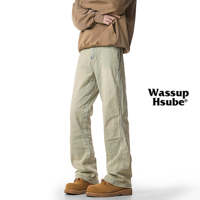 WASSUPHSUBE美式复古牛仔裤男