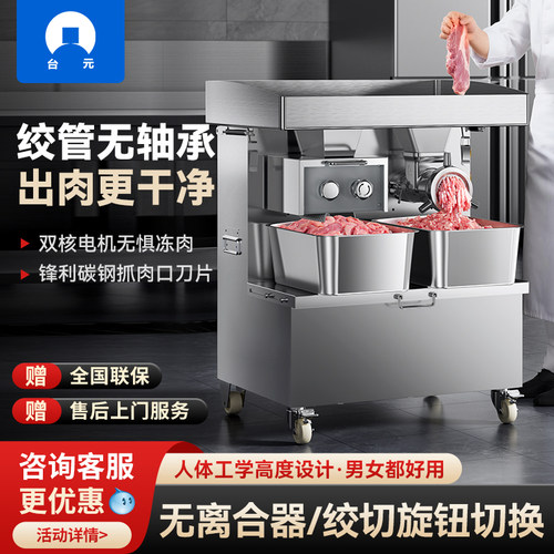 台元商用绞肉机 工程款绞切两用不锈钢大功率全自动大型落地款
