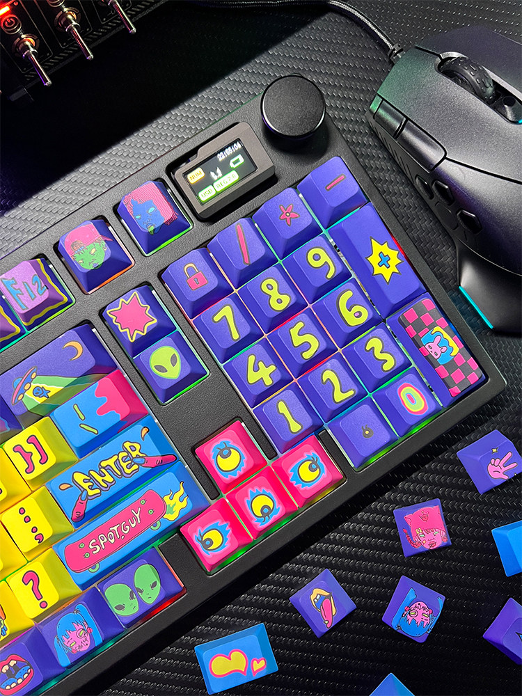 PIIFOX SPOTGUY 공동 브랜드 QUIET&COOL PBT 오리지널 키보드 키캡 5면 승화 146