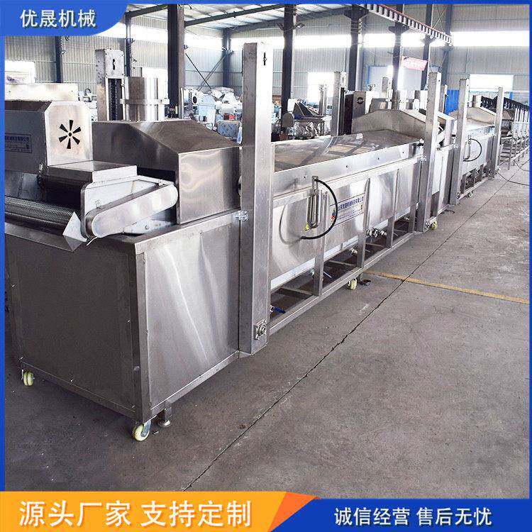 网带式牛肉排油炸流水线 连续式牛肉干油炸机 变频调速油炸生产线