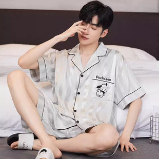 2025新款睡衣男士夏季冰丝短袖短裤薄款青少年夏天男款家居服套装