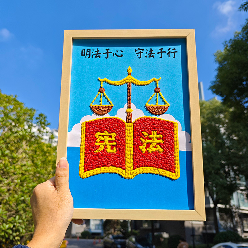 豆子画五谷杂粮手工立体diy粘贴种子画材料宪法日法治法制公平diy