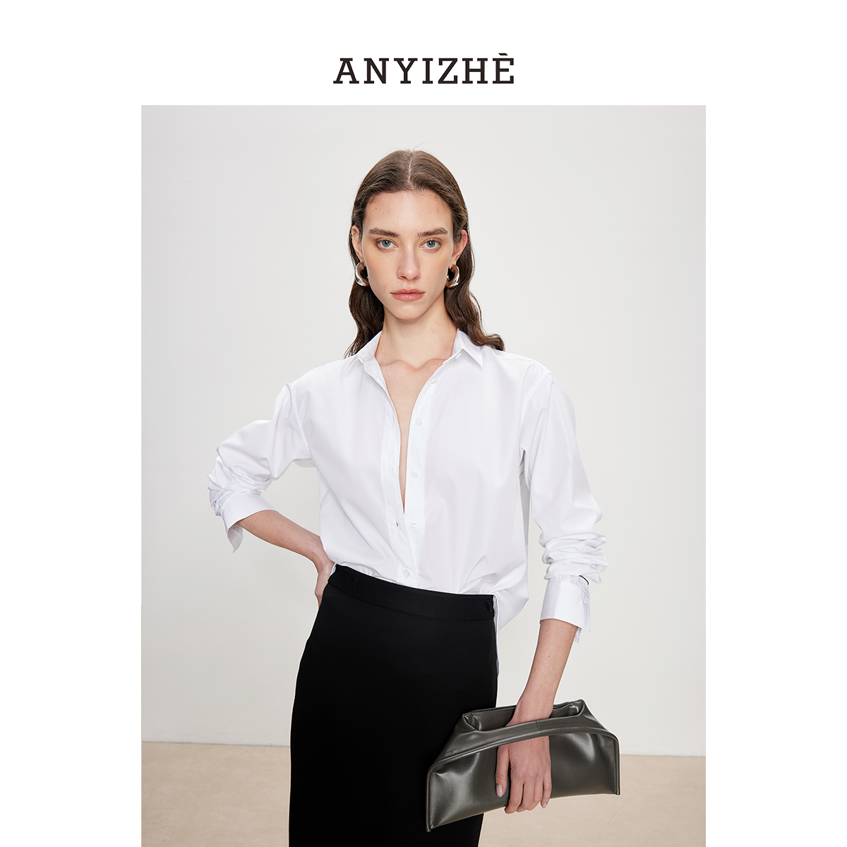 【法式智感】tot*me 120支双股长绒棉 智性穿搭白色衬衫女宽松017