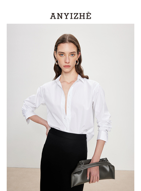 【法式智感】tot*me 120支双股长绒棉 智性穿搭白色衬衫女宽松017