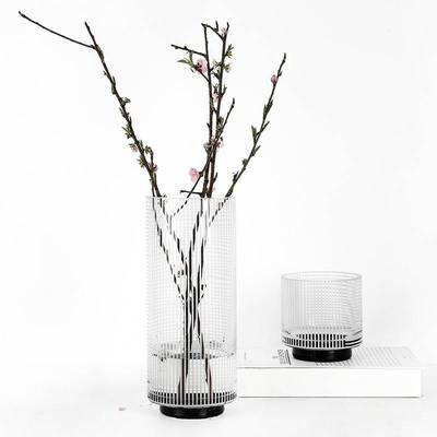 新中式简约经典北欧透明玻璃花瓶花器插花花艺组合样板房家居