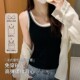 百搭时尚 自带杯垫春季 新款 基础舒适高弹设计感撞色螺纹吊带背心