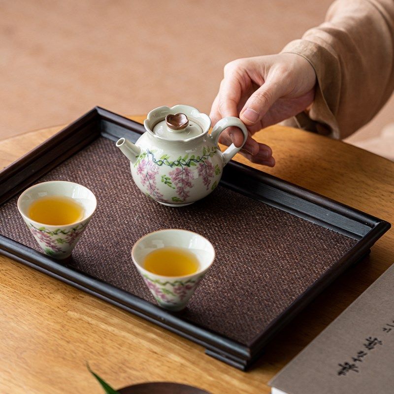 精选草木灰手绘紫藤花茶壶泡茶家用功夫茶具单壶兰花小品陶瓷一人,餐饮具,茶壶,淘宝优惠券,粉丝福利购,淘宝优惠卷