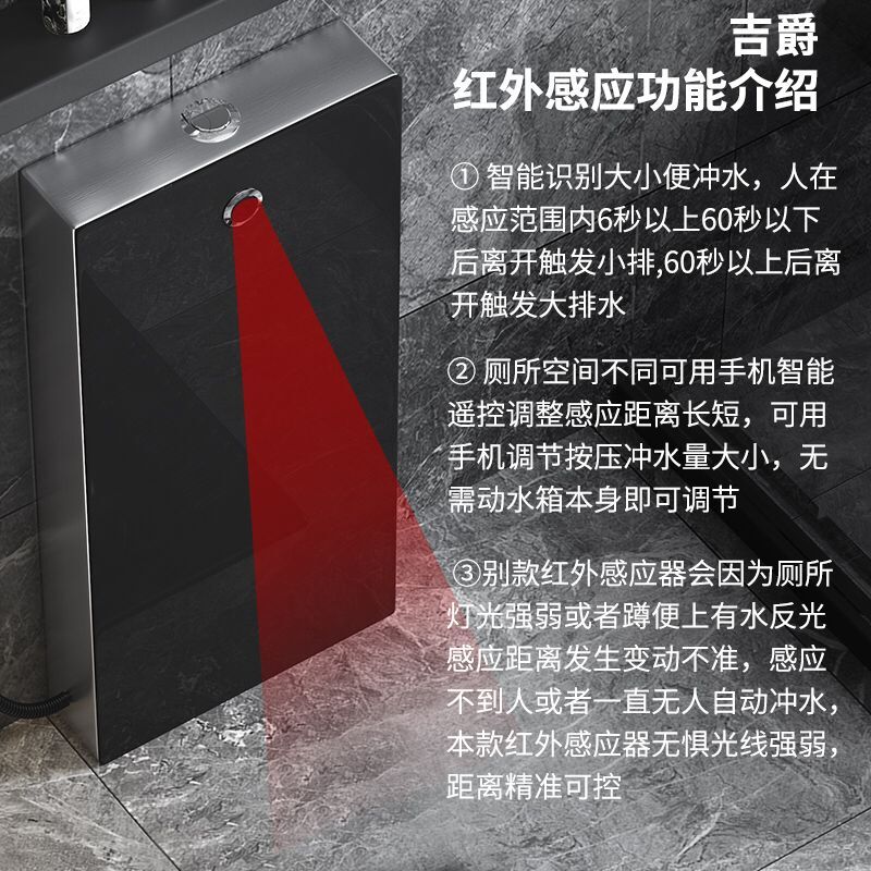 卫生间厕所蹲便器落地冲水箱蹲坑蹲厕大冲力感应式不锈钢隐藏水箱