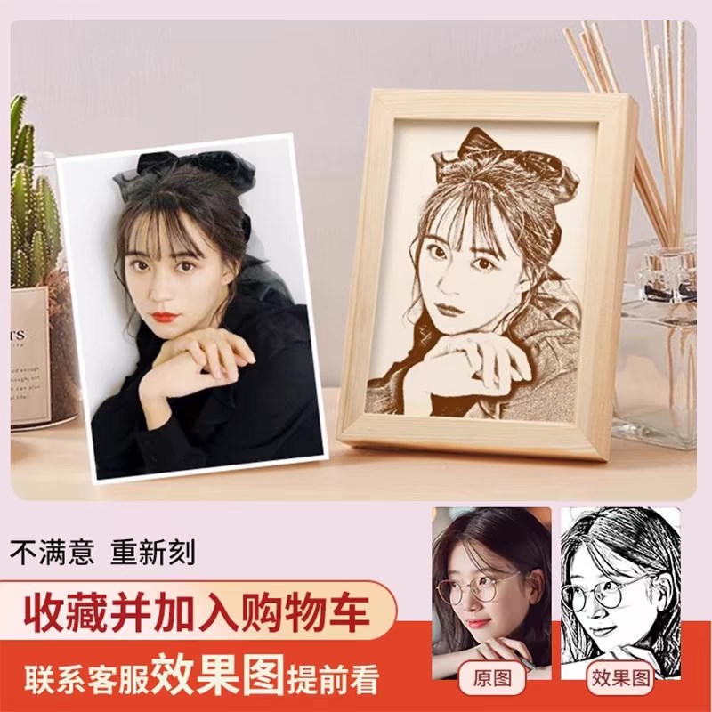 礼物实用送生日女生照片定制女朋友老婆diy微雕木刻画