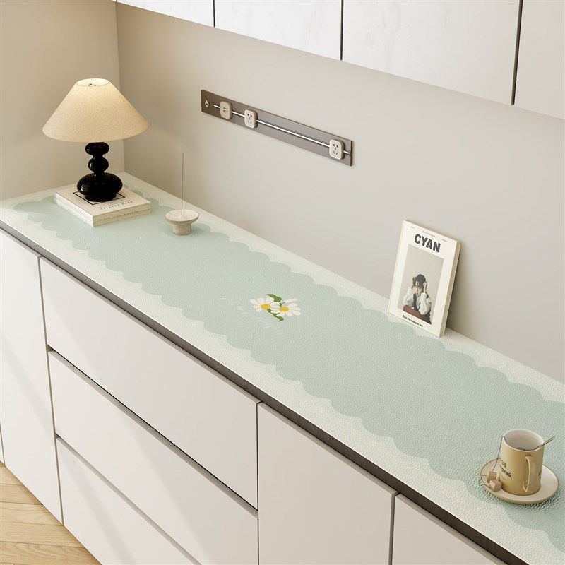 精选简约风餐边柜台面保护垫长条电视柜桌垫免洗可裁剪玄关鞋柜桌