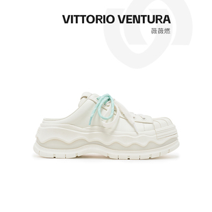 板鞋 牛皮春夏贝壳头蛋壳底休闲拖鞋 VENTURA薇薇燃 VITTORIO