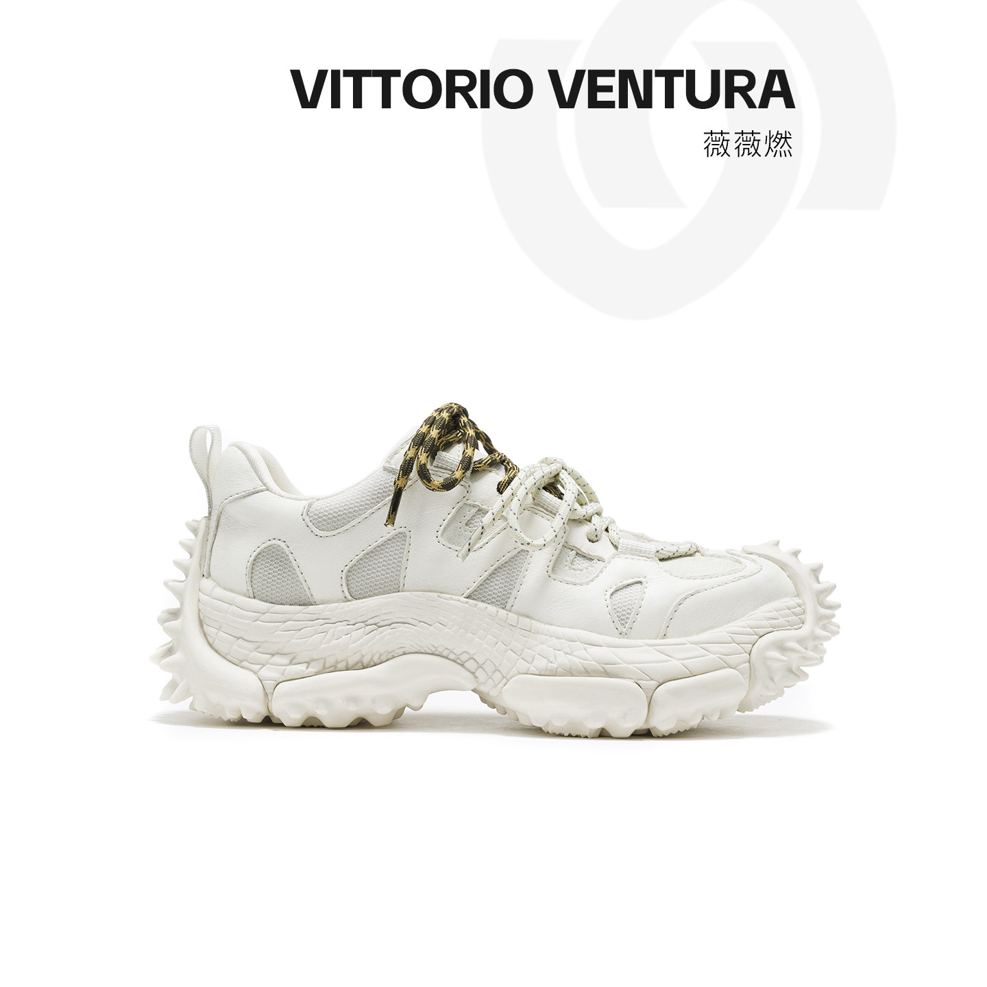 薇薇燃VITTORIO VENTURA 牛皮网面厚底增高老爹鞋休闲运动鞋女