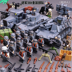 二战苏联德国坦克适用于全冠积木运兵车摩托卡车儿童益智拼装玩具