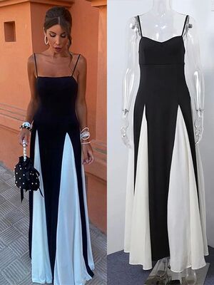 高腰大下摆A字型连衣裙