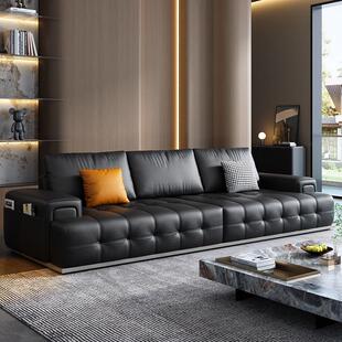 慕梵 劳伦斯直排真皮沙发客厅小户型落地皮艺沙发套装简约风意式