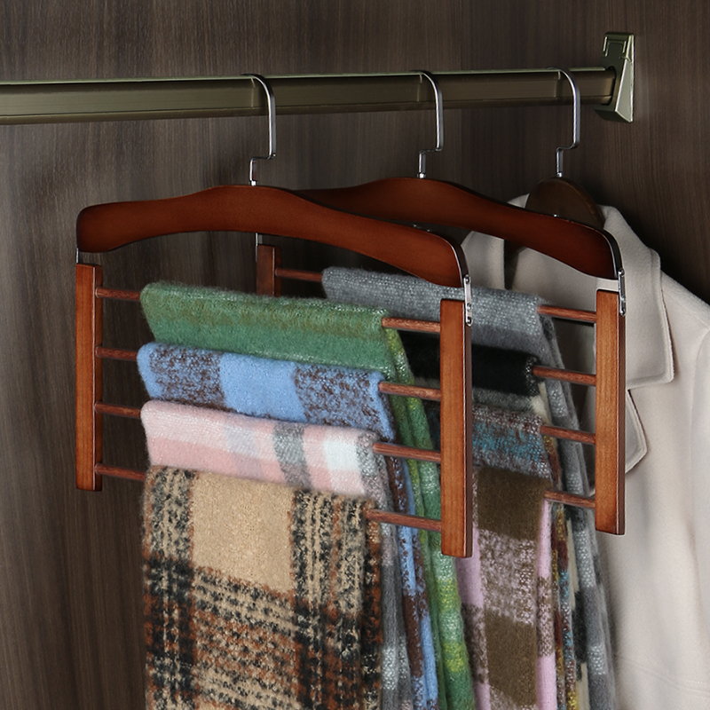 实木多功能折叠裤架多层裤挂家用裤子围巾收纳神器丝巾衣柜挂衣架