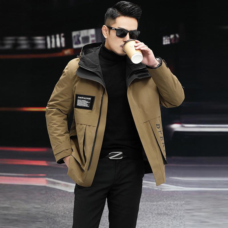 2024新款可拆卸皮草獭兔毛内胆短款派克服男款冬季皮毛一体连外套