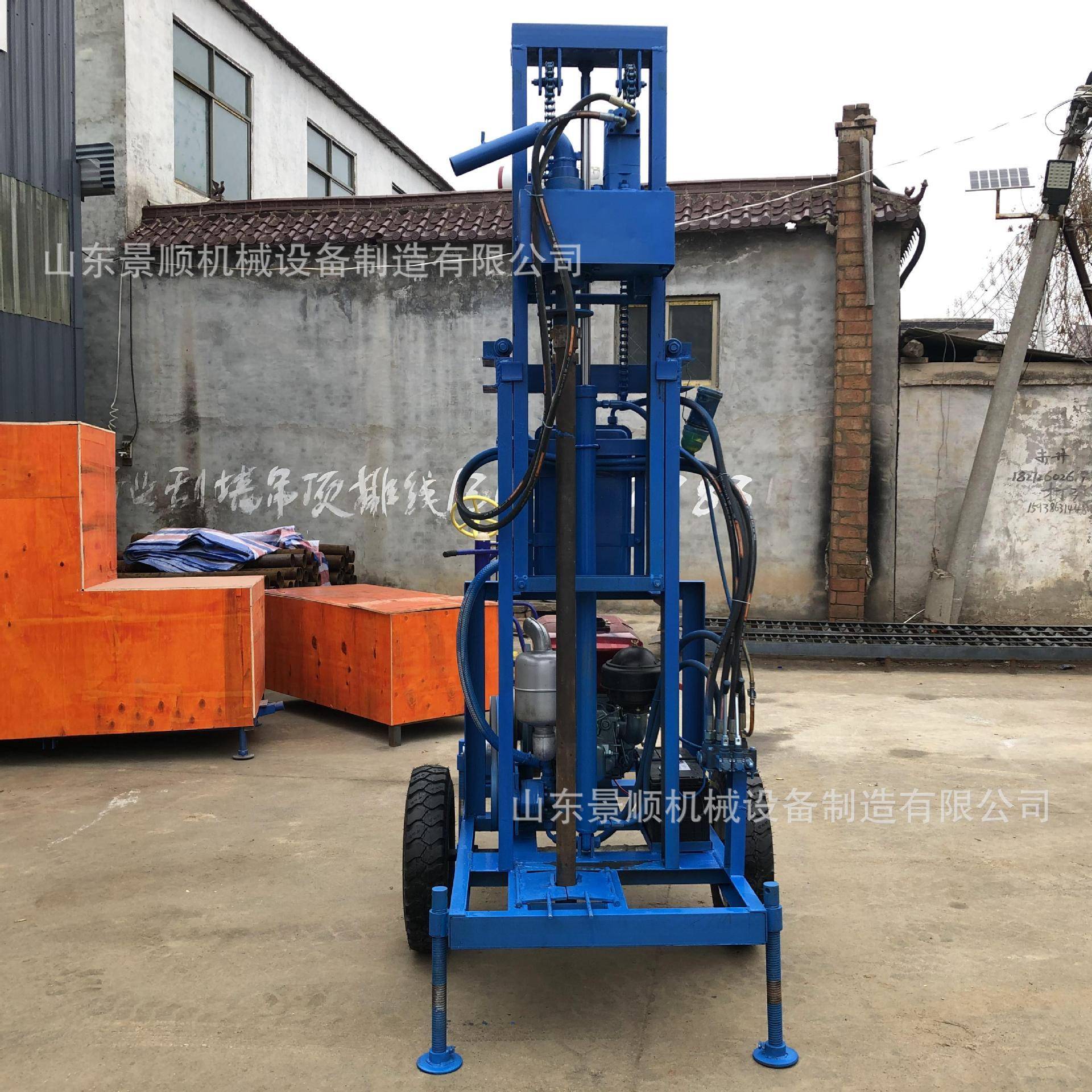 柴JS-22油22马村力百米井机 农打井水井钻机 打便携钻式轮胎液压