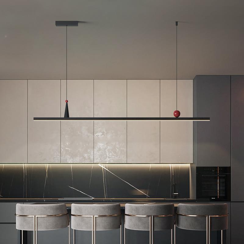 QX-6607现简约灰黑代色端铝材灯餐厅吊吧台办公室前台一字长条L高