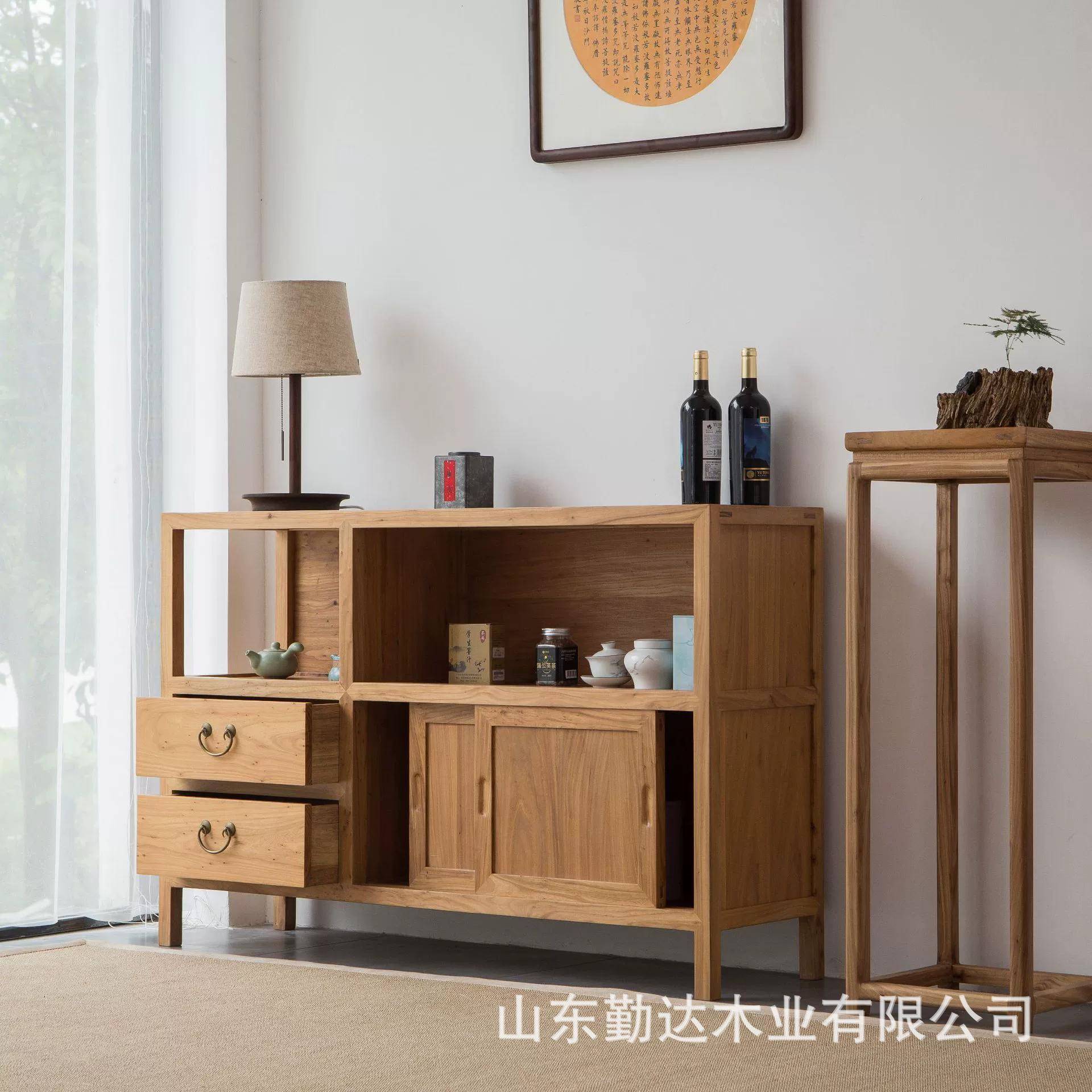 月老榆木中关式复玄柜禅意餐边柜全实木明柜斗柜古卧室客厅置储物