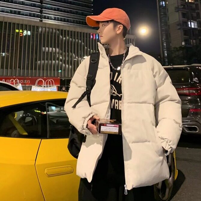 男生秋冬季男女外套加厚棉衣青少年保暖棉服宽松面包服纯色棉袄子