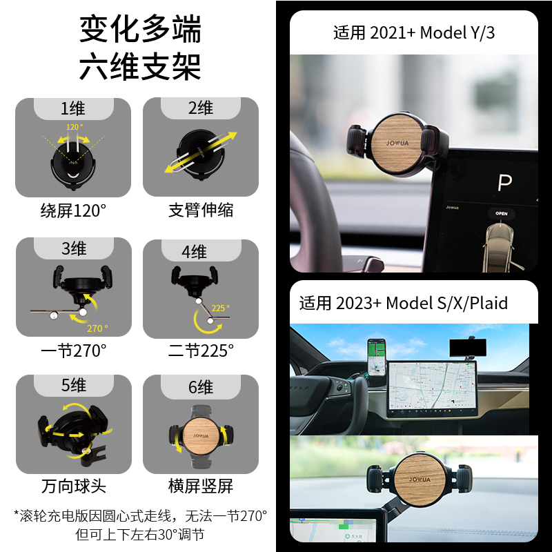 Jowua适用特斯拉手机架tesla专用Model Y/3导航吸盘手机车载支架