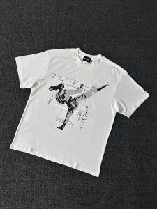 Anywayy空手道人像白色短袖Boxy版型 丝网印花纯棉面料