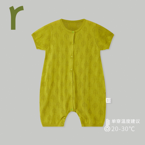 宝宝夏季桑蚕丝羊绒短袖连体衣