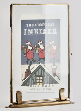 日本进口复古黄铜可站立玻璃相框