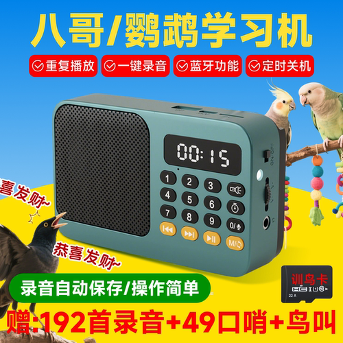 鹦鹉学说话神器教鸟学习机八哥玄凤和尚录音机鸟用复读机解闷玩具