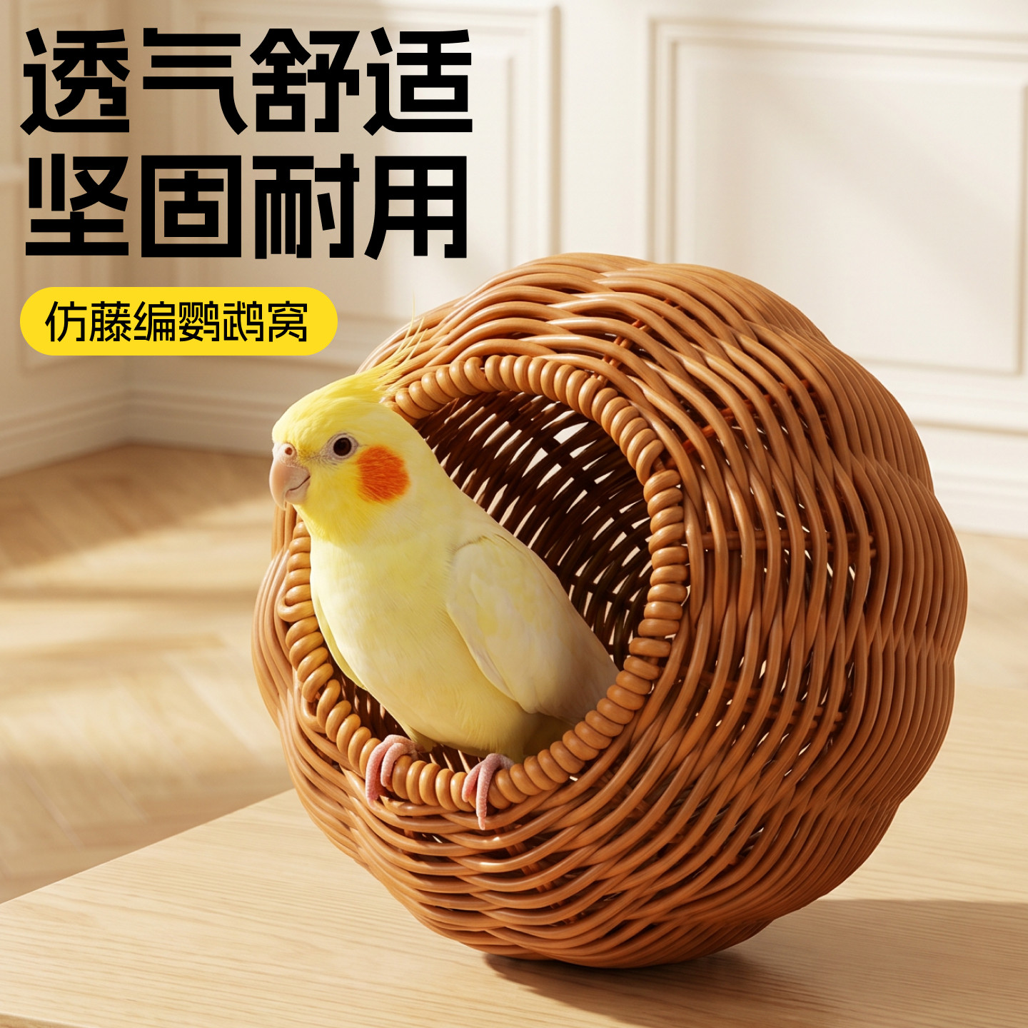 鸟窝鹦鹉睡窝仿藤编透气耐咬四季通用虎皮小太阳玄风牡丹夏季鸟巢